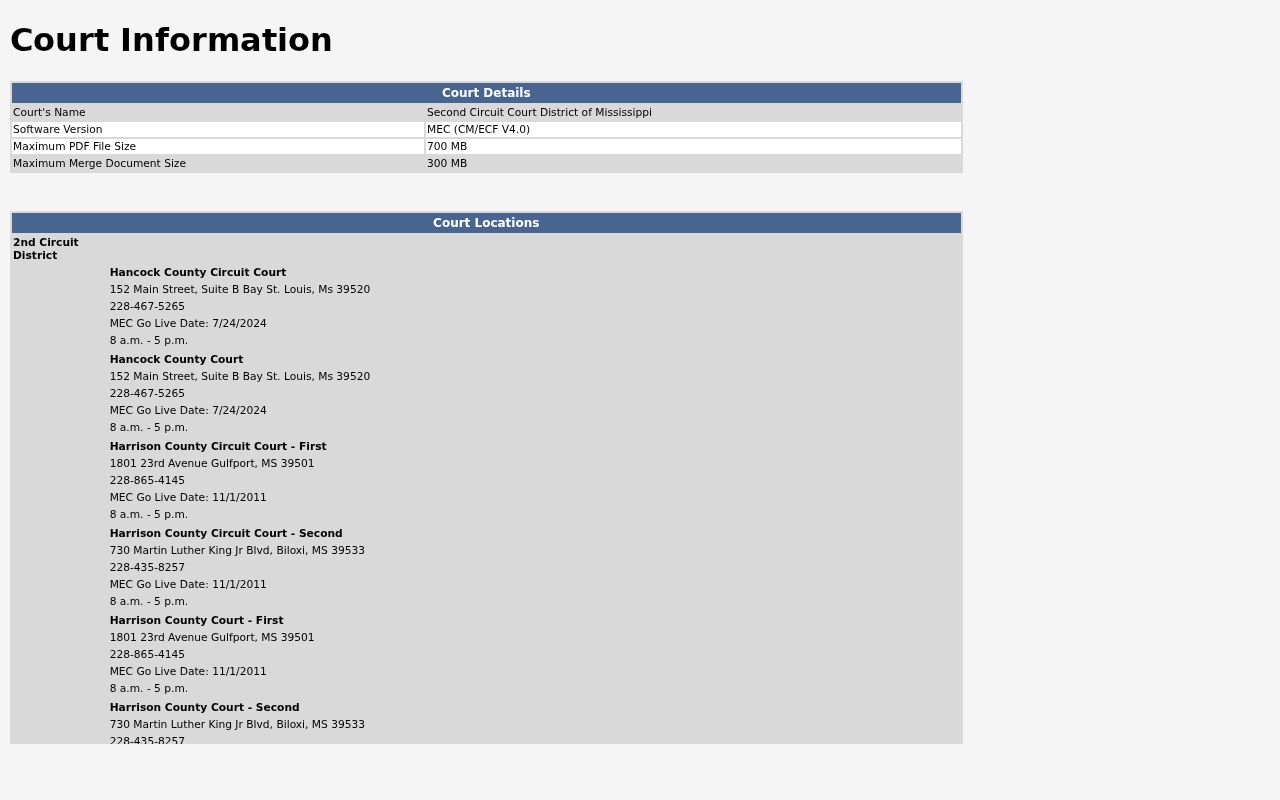 MEC Stone County Circuit Court information and warrant status labels