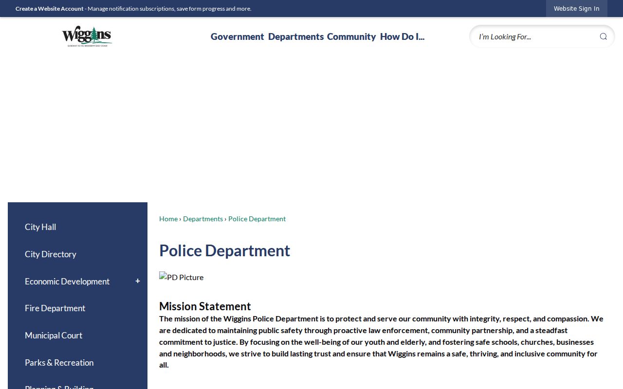 Wiggins Police Department contact and public concern form